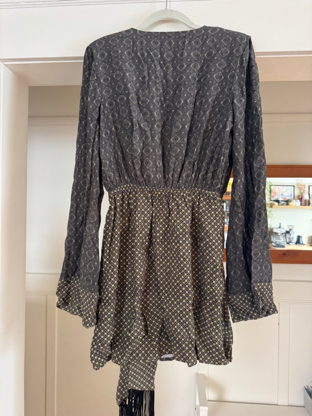 House of Harlow 1960 Olive & Charcoal Printed Wrap Dress - Picture 5 of 5